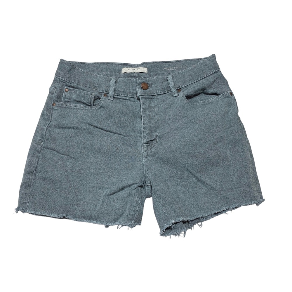 Fidelity Denim Malibu Short Girlfriend Cut Green Size 28 Cutoff Hem